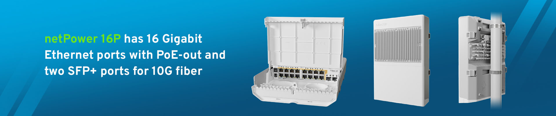 16 Ethernet ports, the netPower 16P includes two SFP+ ports that allow for 10 Gbps